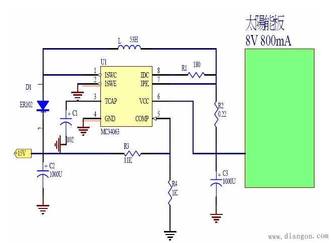 太阳能板充电电路图图片