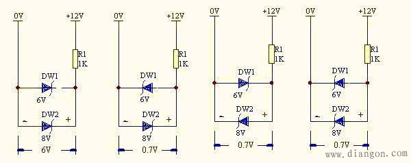 2个稳压二极管并联组成的电路 