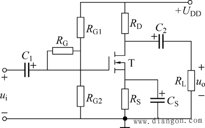 圖1 場效應晶體管共源電壓放大器電路組成