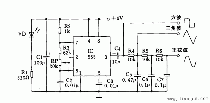 555正弦波电路原理图图片