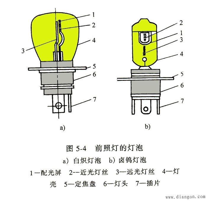 电灯泡结构示意图图片