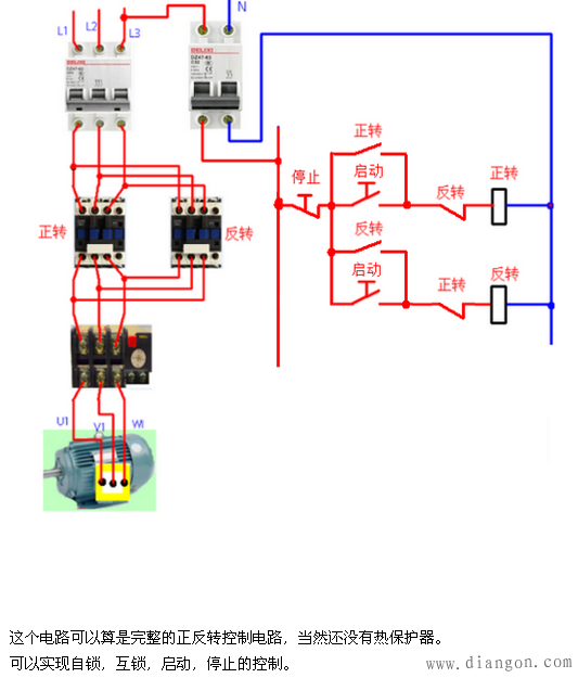 电动机正反转控制电路三相电机正反转电路图正反转接线图正反转电路图