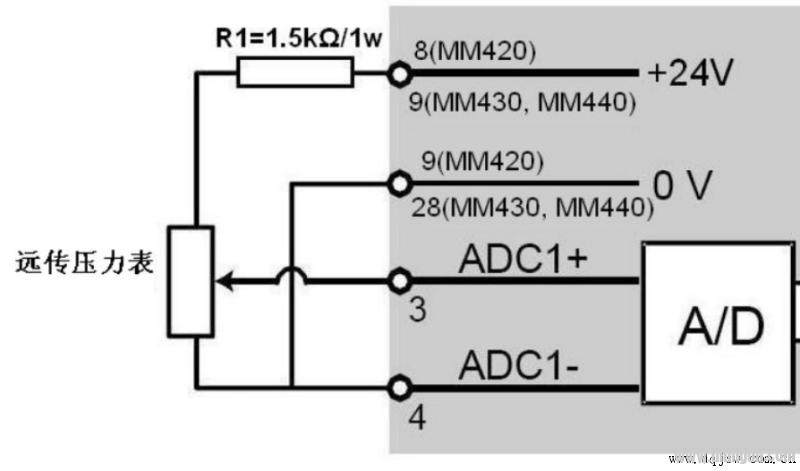 压差变送器接变频器时,图中电流表的位置换成变频器即可.