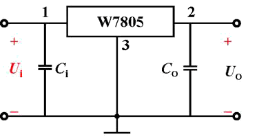 w7800系列三端集成穩壓器的接線圖如下圖所示,圖中使用的w7805的輸出