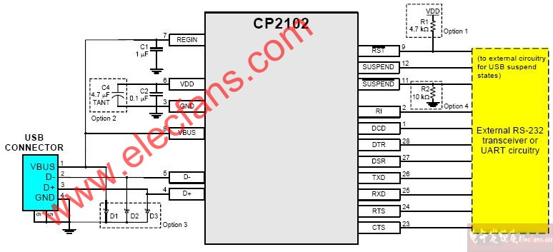 CP2102应用电路图