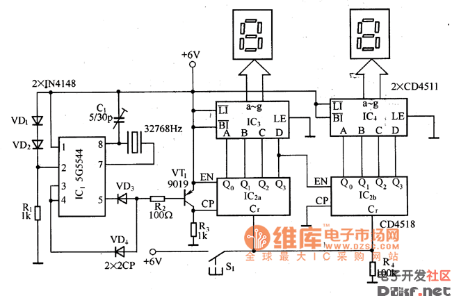 数字秒表计时器电路图图片