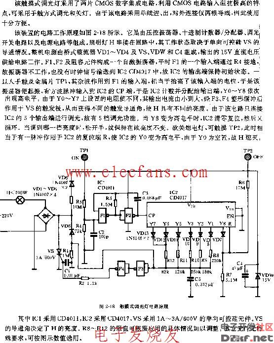 触摸式调光灯电路原理图