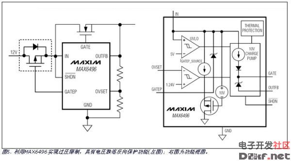 MAX6496反向电压保护的内部结构