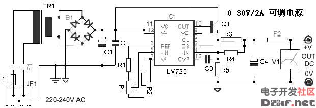 lm723组成的可调稳压电源电路