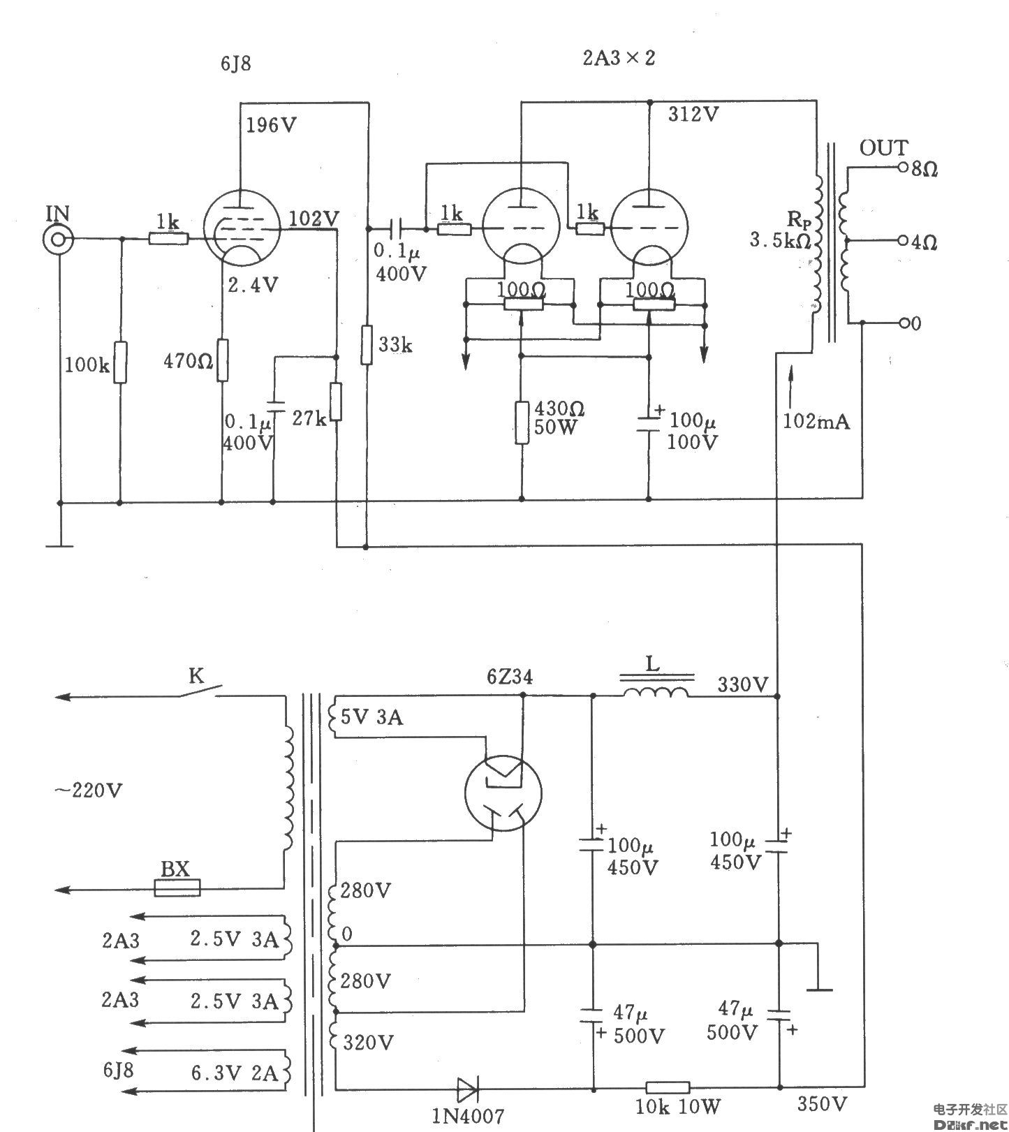 fu29电子管单端电路图图片