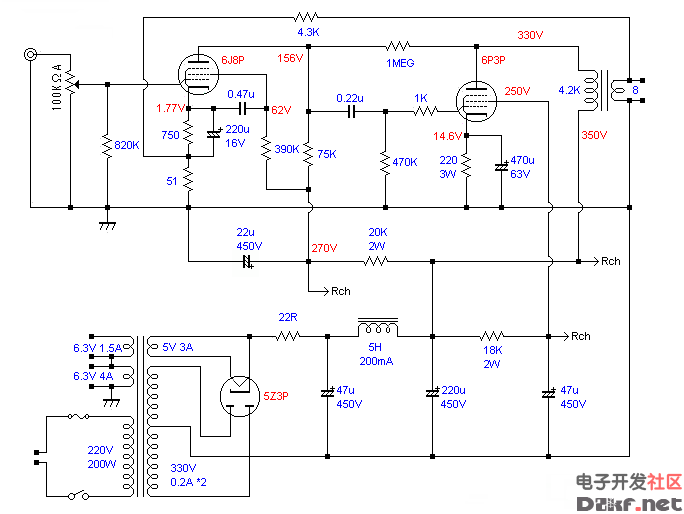 6J8P电子管参数引脚图片