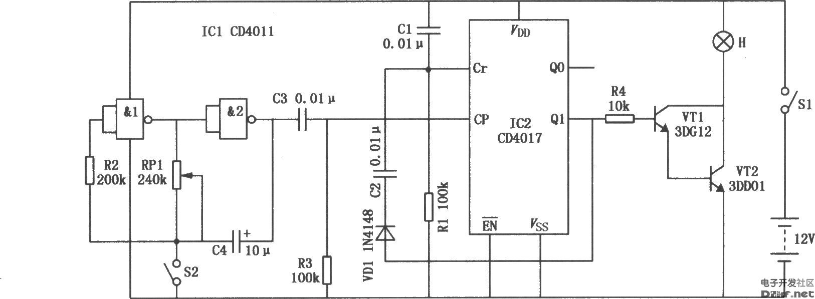 施工指示燈cd4017cd4011