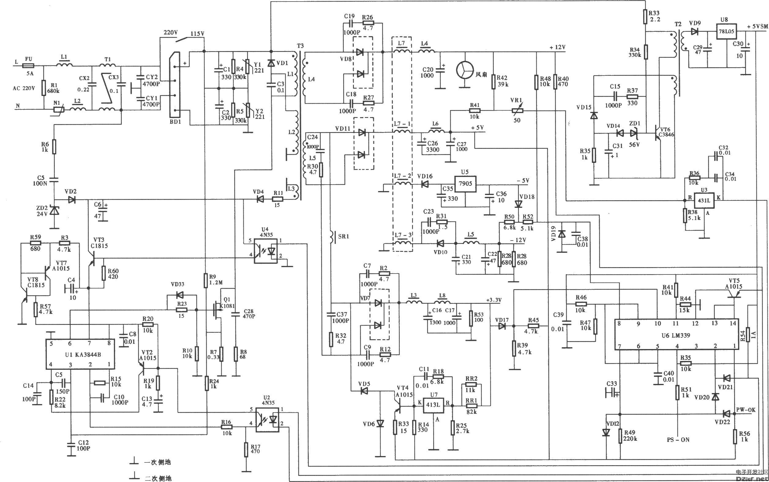 3846开关电源电路图图片