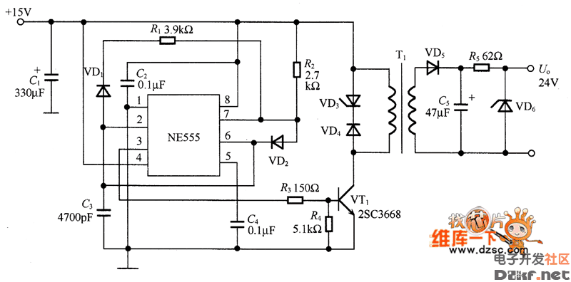 采用ne555构成的隔离型稳压电源图