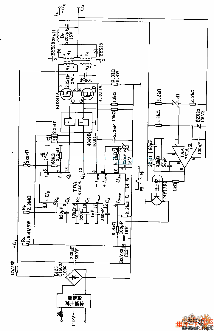 交流110v直流12v8a的开关电源电路图