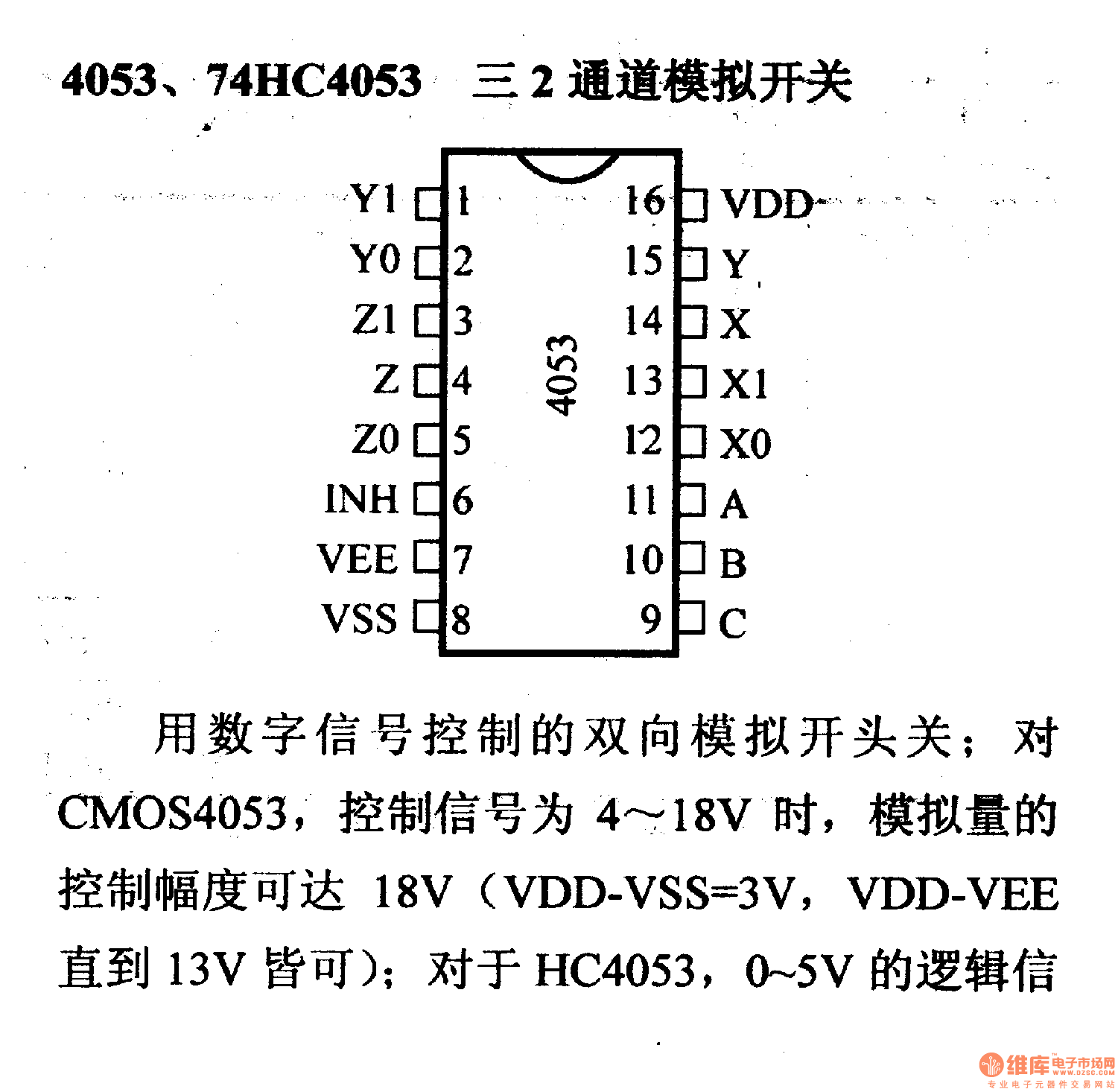 cd4053引脚图及功能表图片