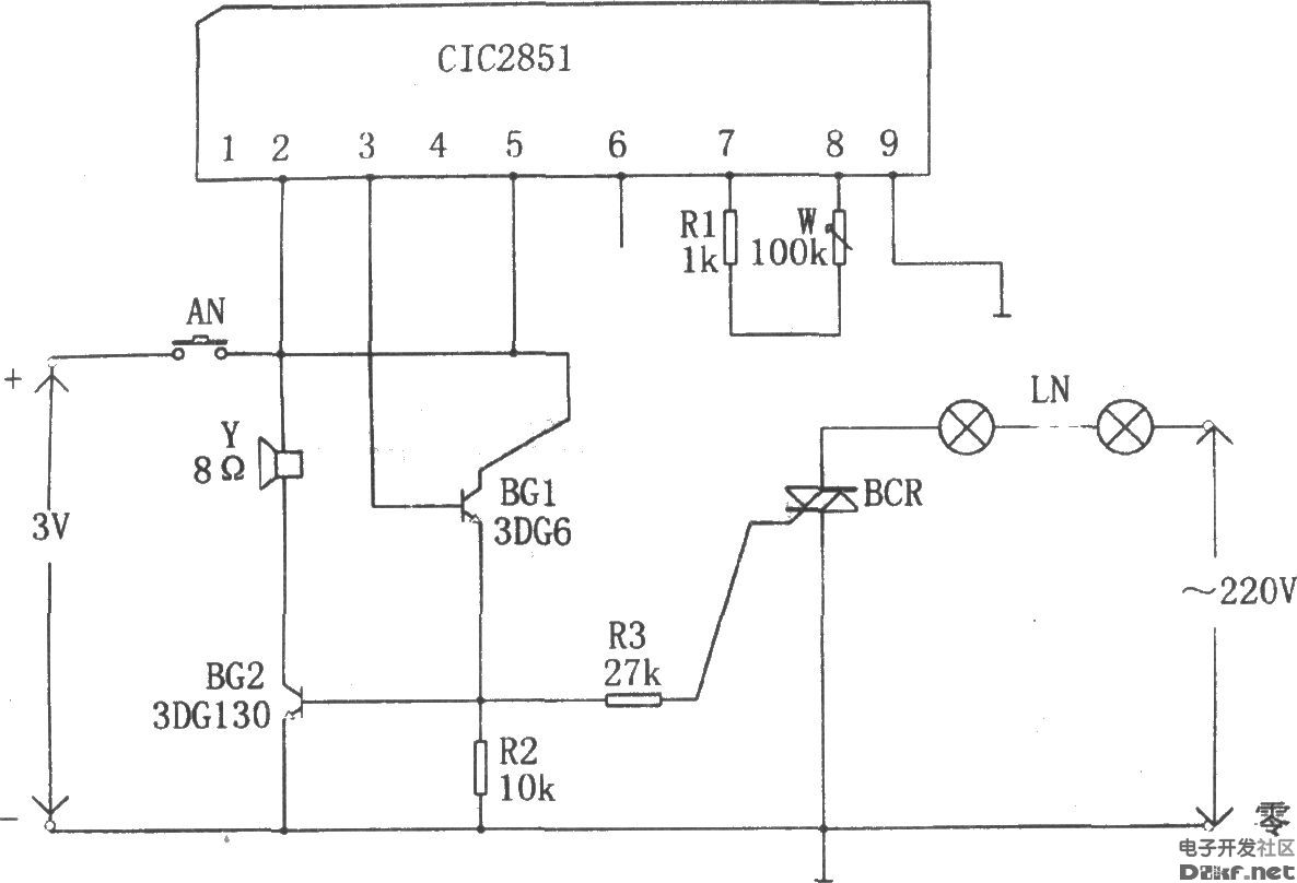 cic2851構成的無觸點彩燈控制器