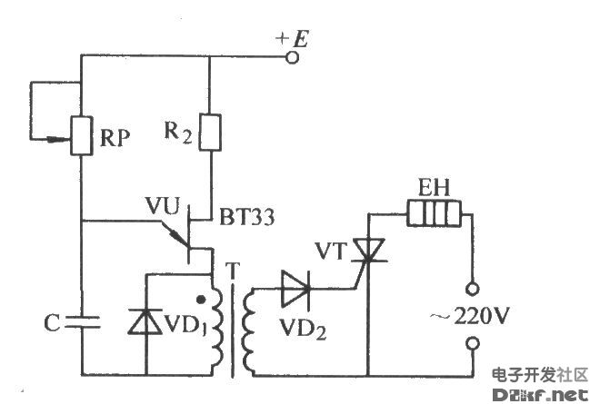 单结晶体管通过脉冲变压器触发晶闸管电路