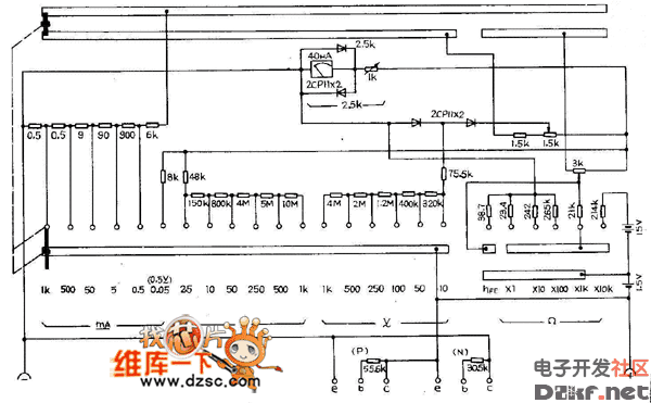 mf50型万用表接线图图片