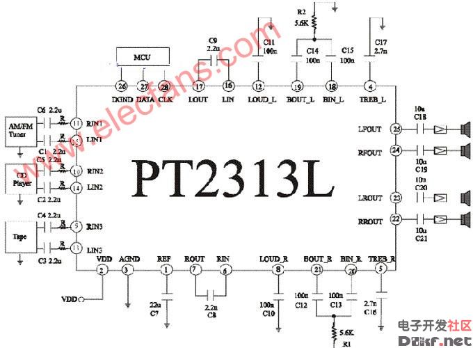 pt2313l音量控制原理图图片