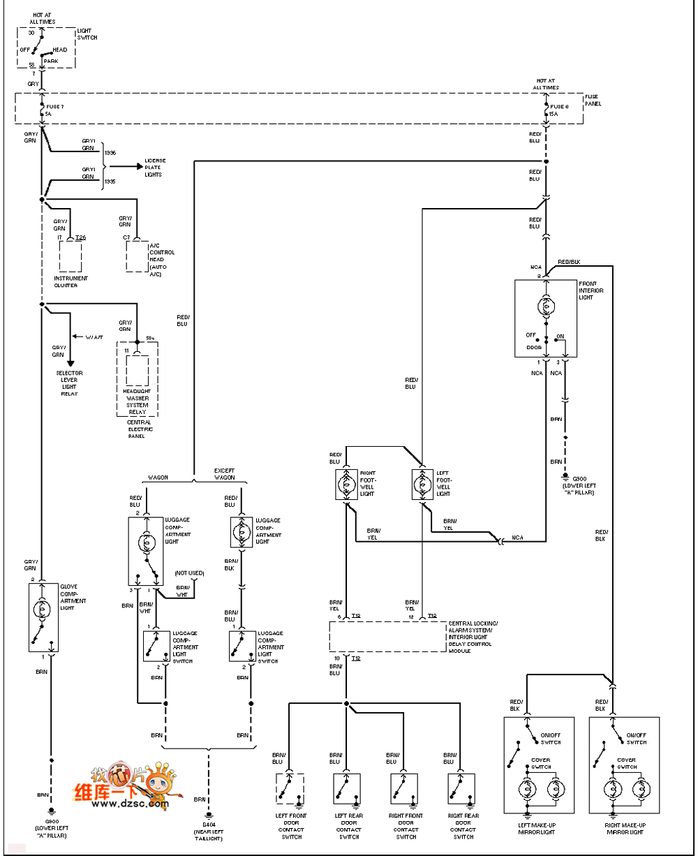 奥迪门控灯基本电路图