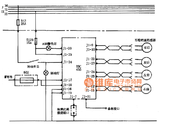 汽车abs电路示意图图片