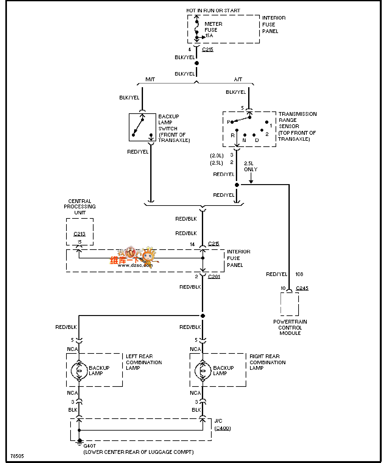 倒车灯基本电路图图片