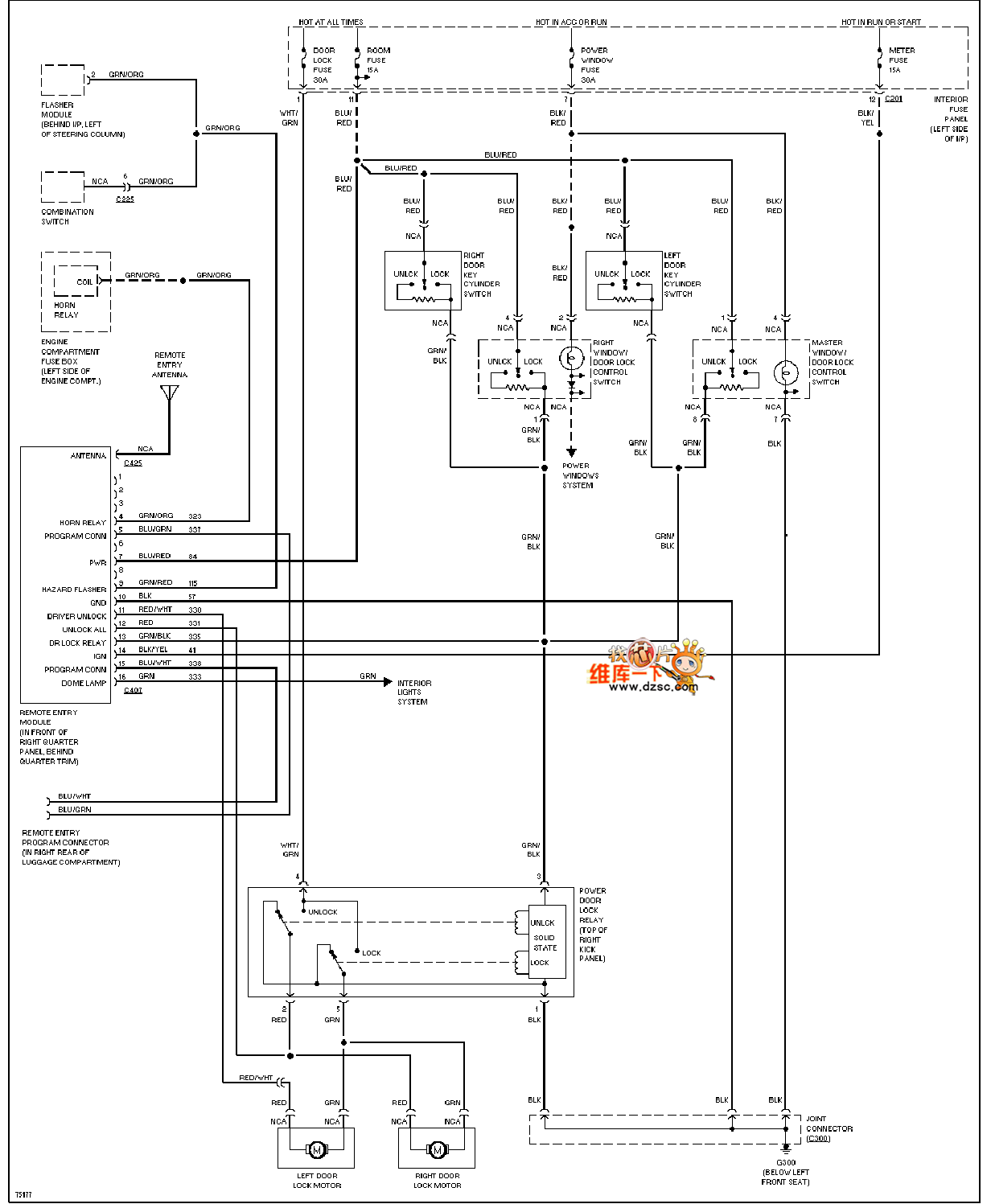 马六中控锁线路图图片