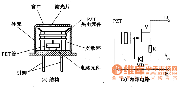 热释电红外传感器结构电路图