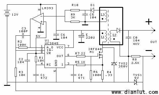 能产生1ma电流的恒流源电路,用uc3845结合12v蓄电池设计制作