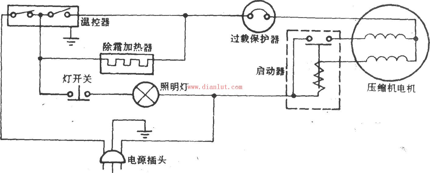 冰箱三插启动器接线图图片