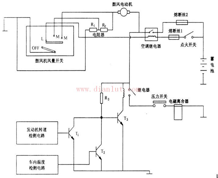 汽车空调系统基本控制电路图