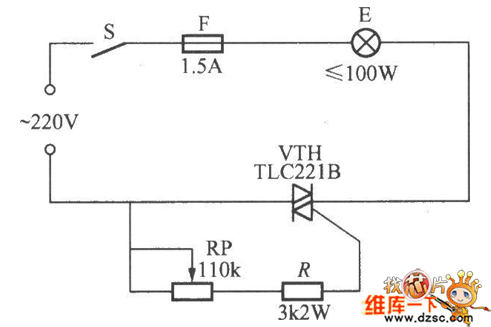 最簡單的雙向晶閘管調光燈電路圖