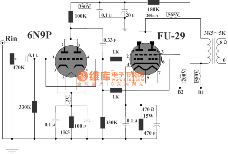 fu29电子管单端电路图图片