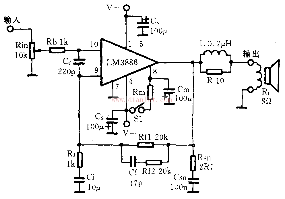 lm3886功率放大电路应用电路