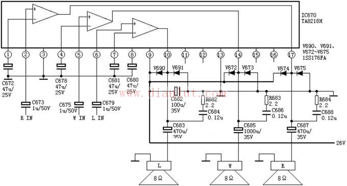 ta8218設計的伴音功放電路圖