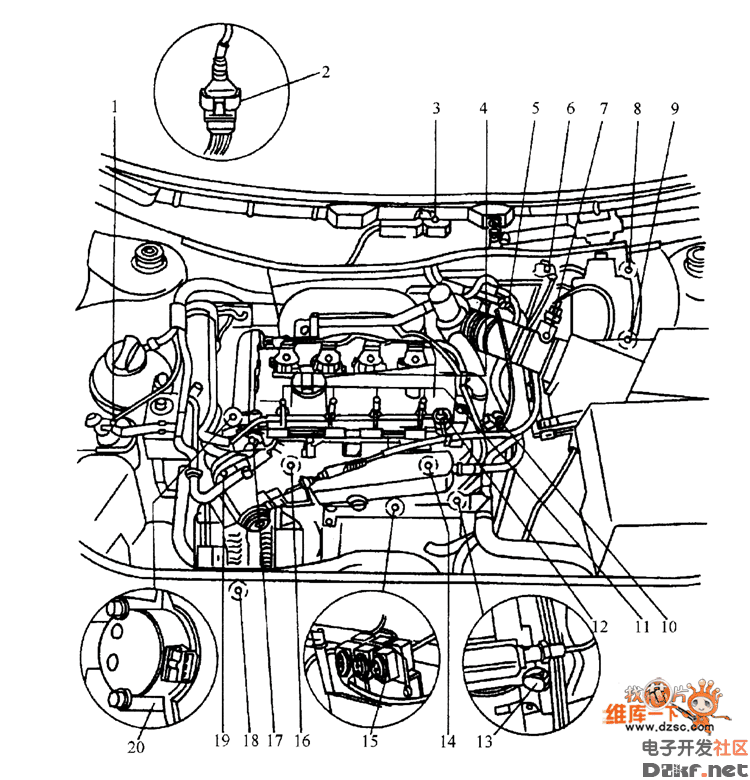 一汽大眾寶來轎車agn發動機控系統元件安裝