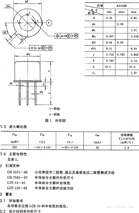 半导体分立器件2dw232～236型硅电压基准二极管详细规范