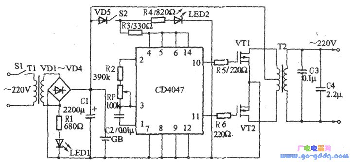 cd4047高频逆变器电路图图片