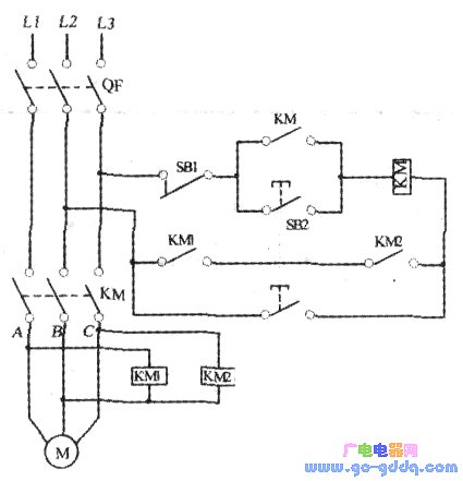 “欠电压”继电器的三相电机缺相保护电路
