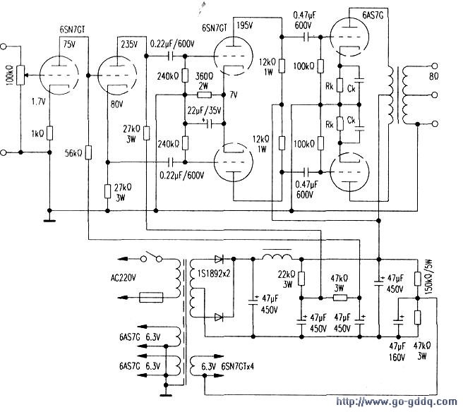 6N5P功放电路图图片