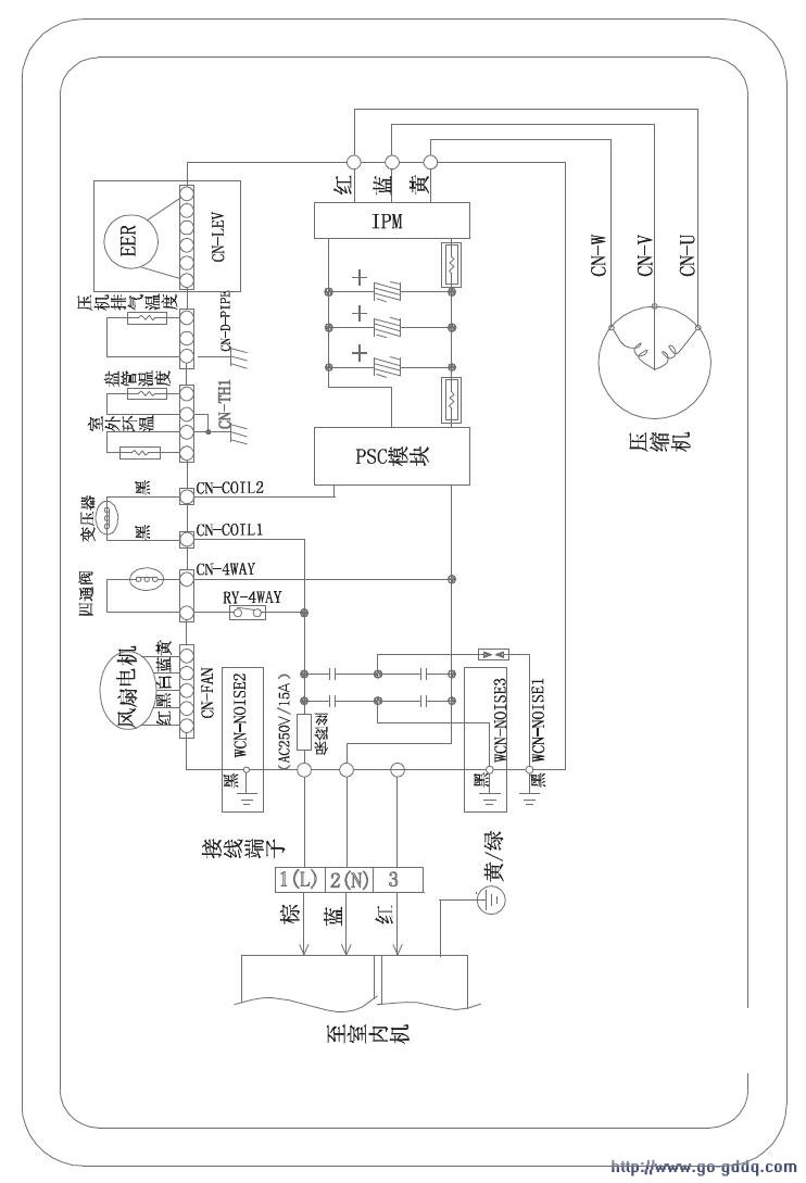 tcl定频空调外机接线图图片