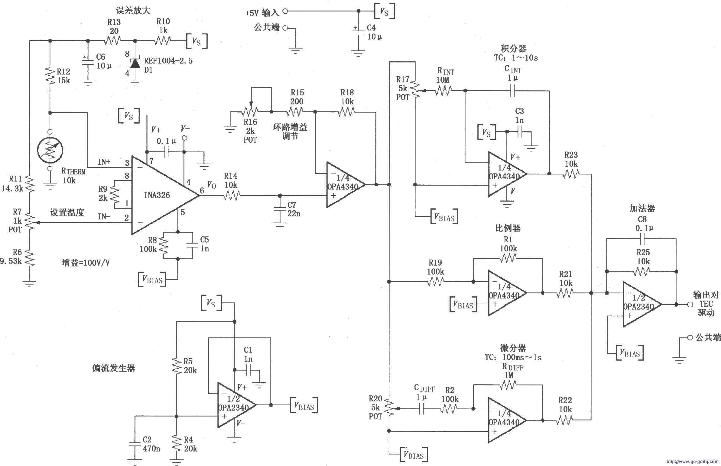 該電路主要完成對溫度的檢測控制工作.