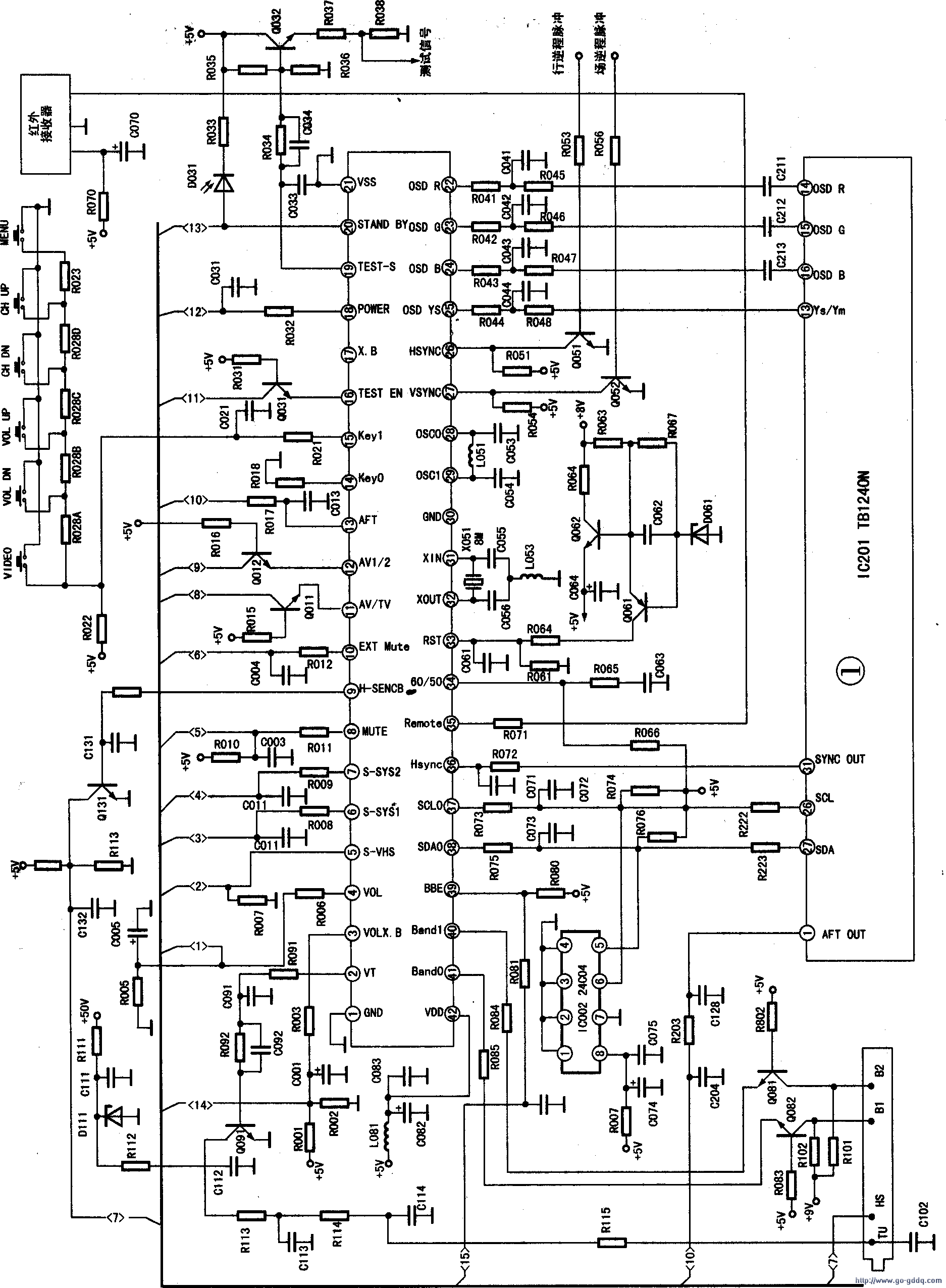 电视遥控器维修原理图图片