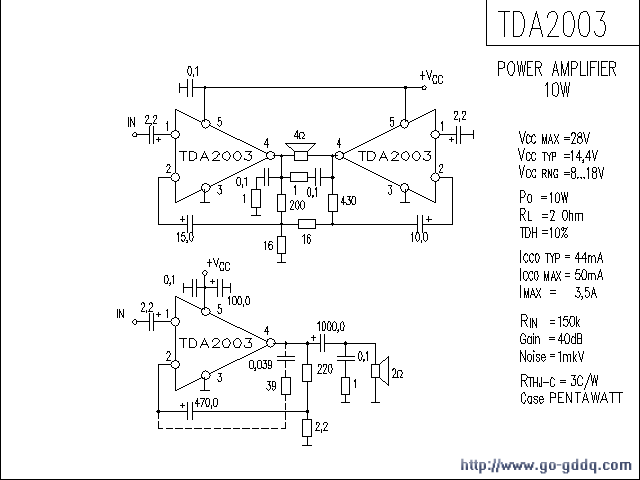 2只tda2003功放电路图图片