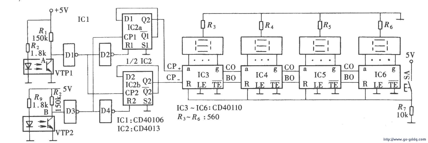 cd40110计数器电路图图片