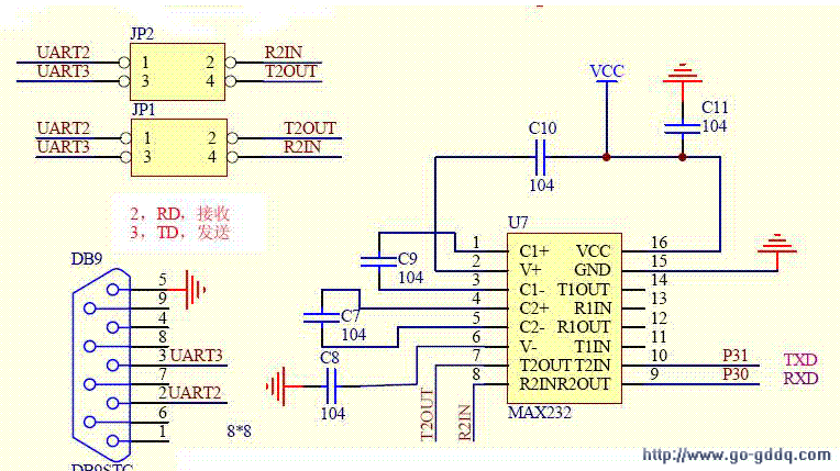 max232与单片机连接图图片