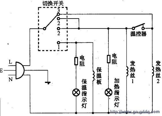 电热锅线路图图片