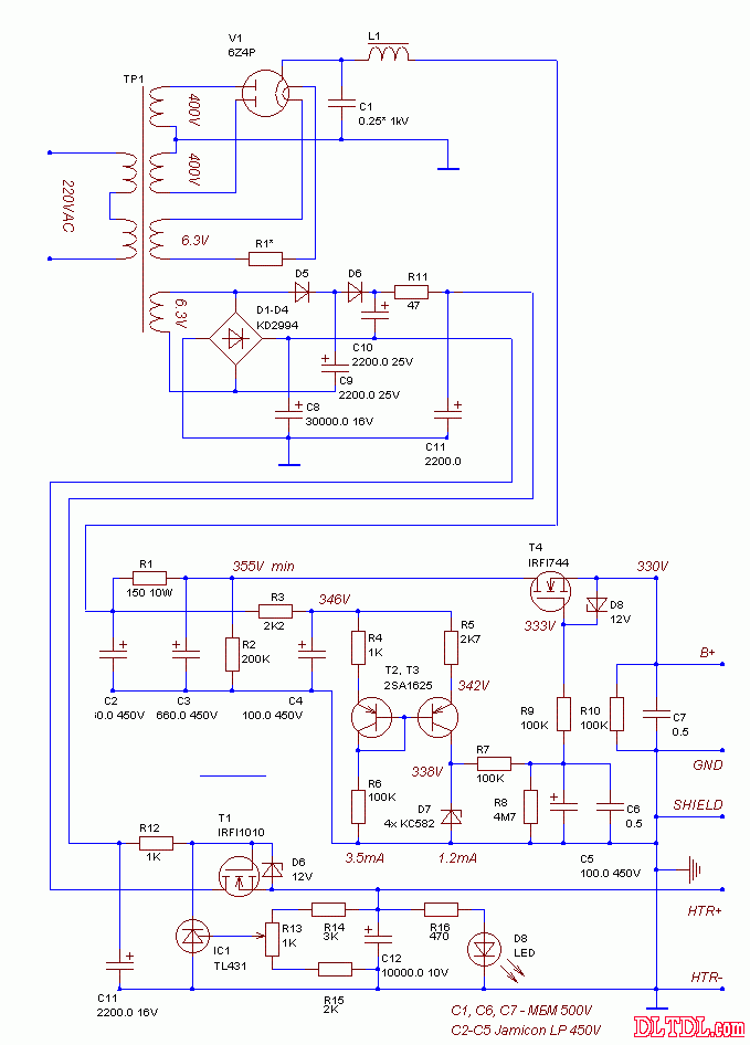 6z4双电子管整流电路图图片