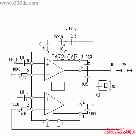 TA7240AP功放电路图纸原理图